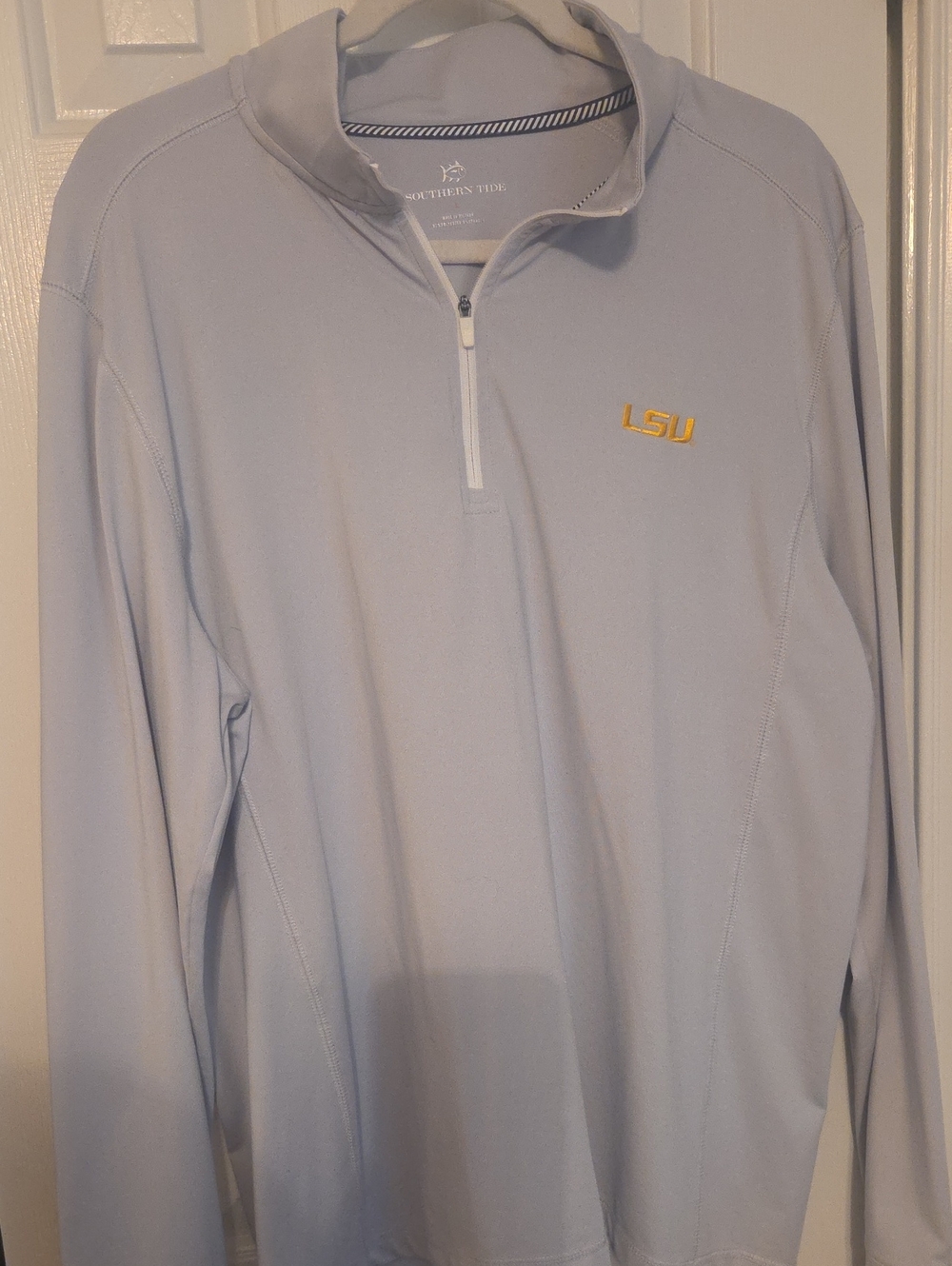 Southern Tide Light Gray LSU Quarter-Zip Pullover